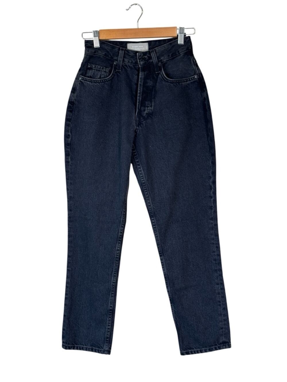 Everlane Black Curvy 90s Cheeky Straight Jeans Womens 25 Organic Cotton Ankle